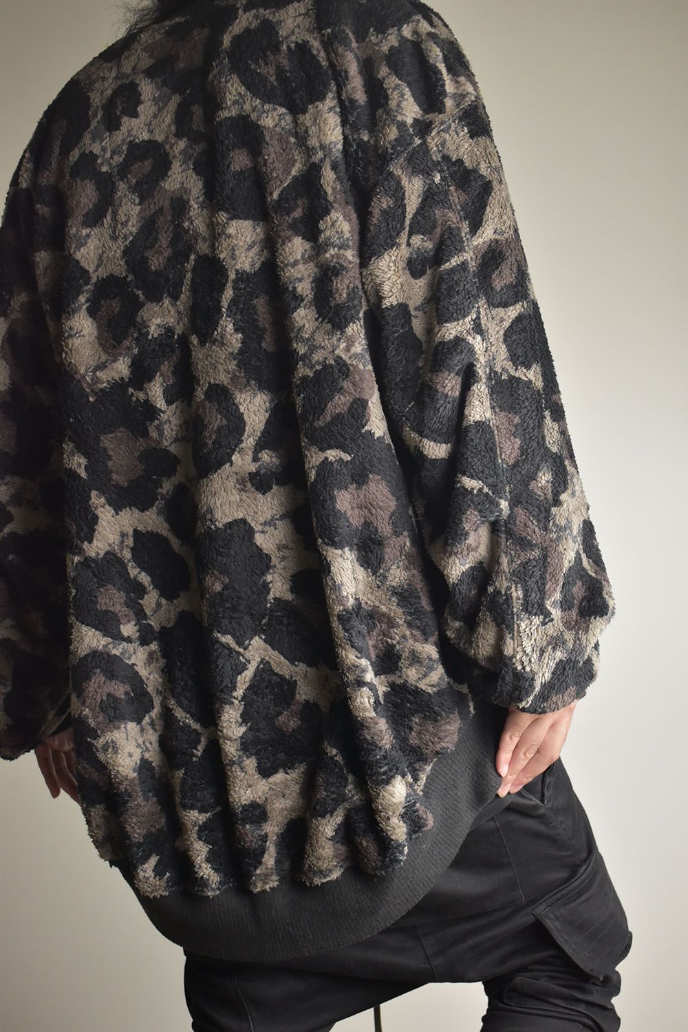 Large Leopard Fleece Cardigan "Dark Leopard" / ラージレオパードフリースカーディガン"ダークレオパード"