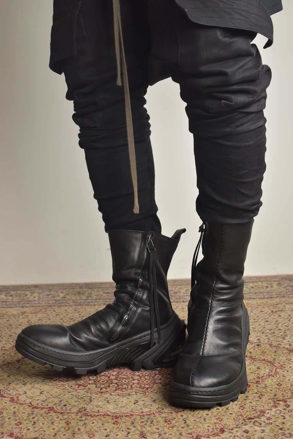 Over Lock Side Zip Boots_Maryam Horse Front "Black" / オーバーロックサイドジップブーツ マリアムホースフロント"ブラック"