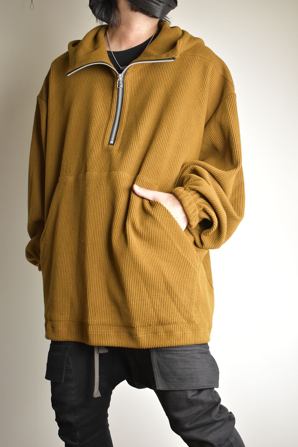 Kint Corduroy Hoodie"Camel" / ニットコーデュロイフーディ"キャメル"