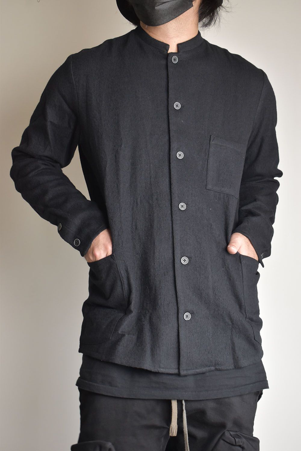 Stand Collar Shirts"Lamp Black"/スタンドカラーシャツ"ランプブラック"