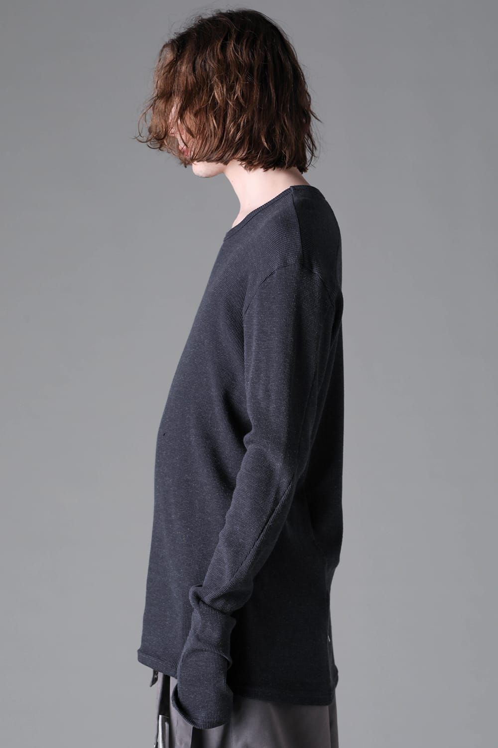 《2026AW先行予約》Back Printed Waffle Jersey Long  Sleeve Tee"Black / D.Grey / Ivory /Khaki"バックプリントワッフルジャージーロングスリーブTee"ブラック/ダークグレー/アイボリー/カーキ"