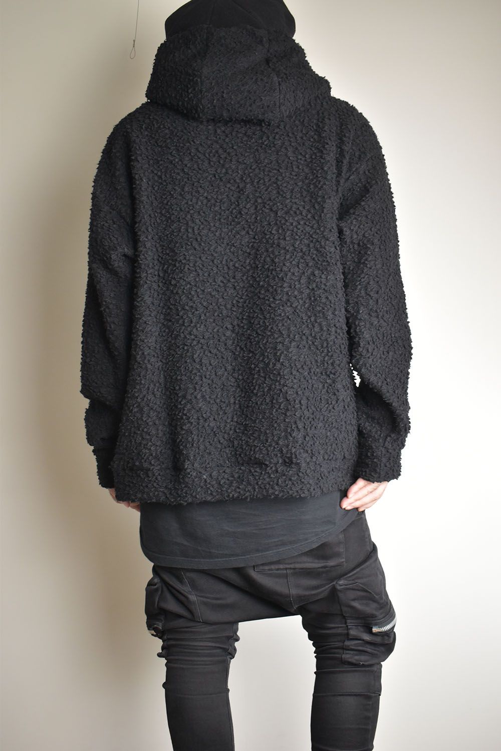 Wool Cotton Boa Hoodie Pullover"Black" /  ウールコットンボアフーディプルオーバー"ブラック"