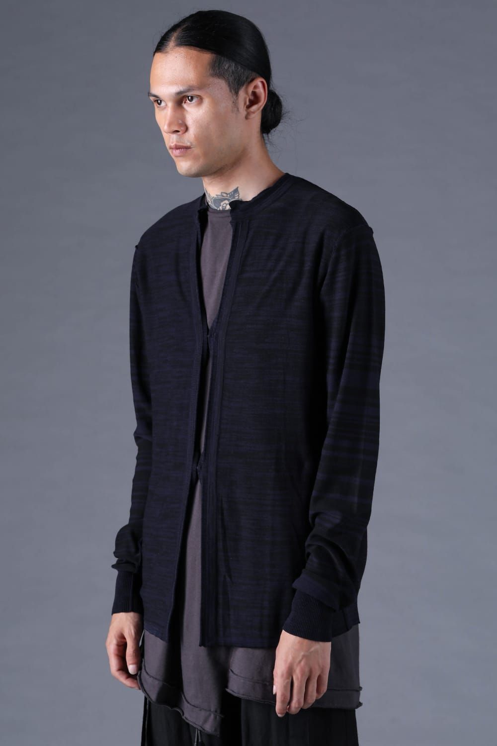 《2027SS先行予約分》16G High Gauge Silk Cotton Knit Cardigan"Black / Navy" / 16Gハイゲージシルクコットンニットカーディガン"ブラック / ネイビー"