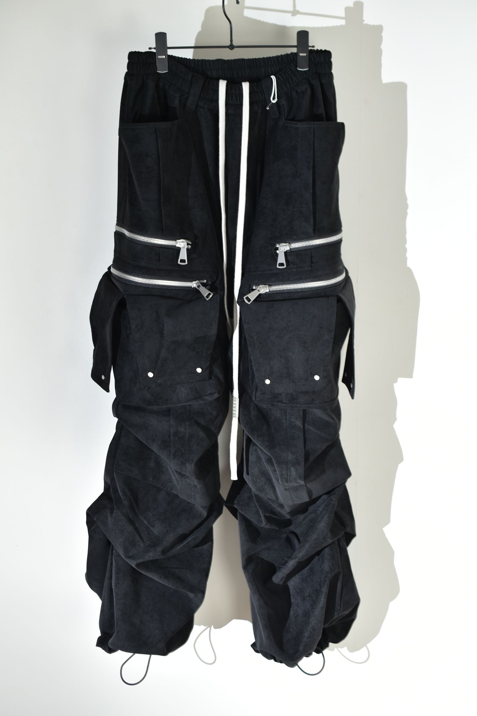 Vegan Suede Leather Cargo Pants"Black" / ヴィーガンスウェードレザーカーゴパンツ "ブラック"
