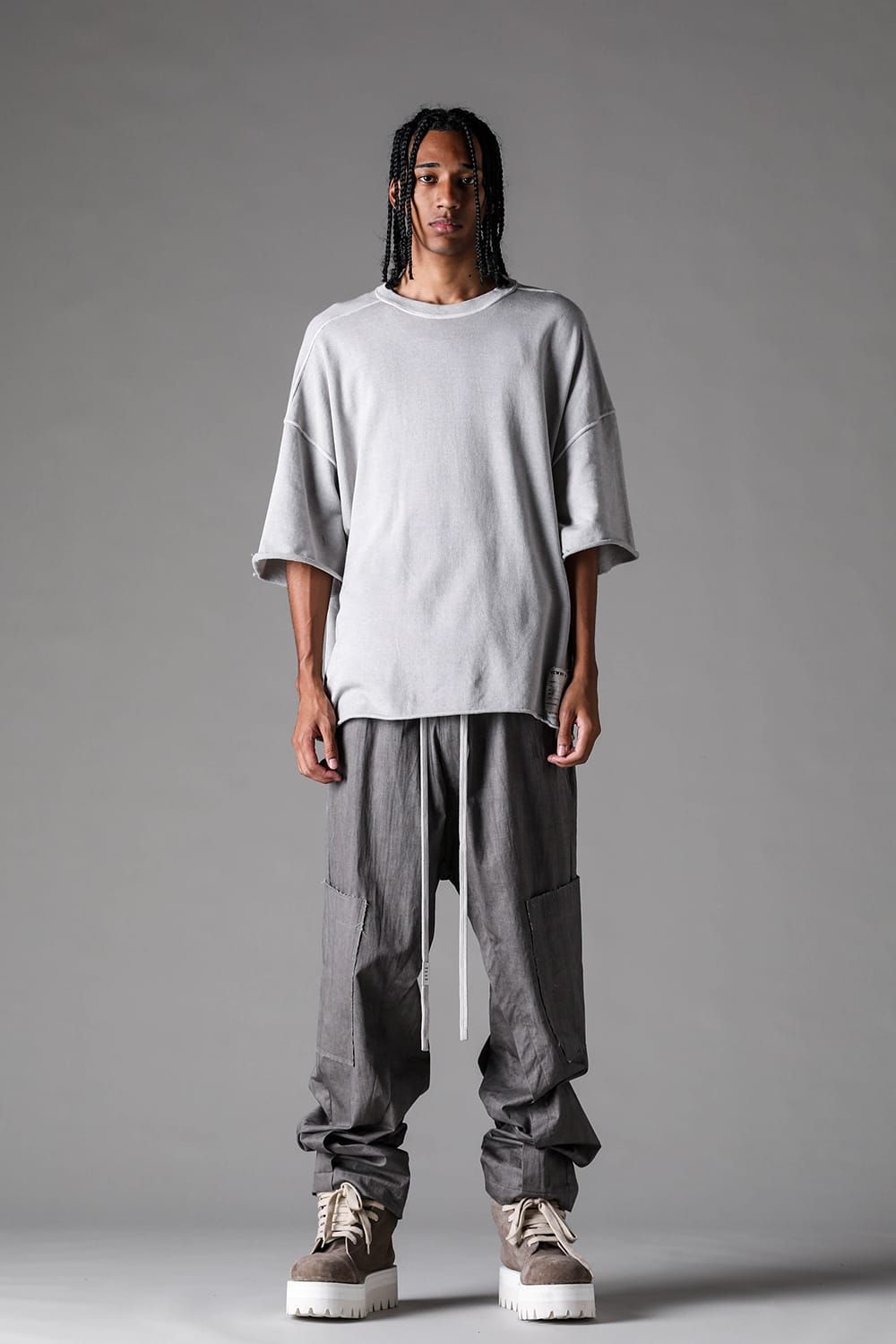《2027SS先行予約》Sumi Dyed Wide Cargo Pants"Grey / L.Grey" / 墨染ワイドカーゴパンツ"グレー/ライトグレー"