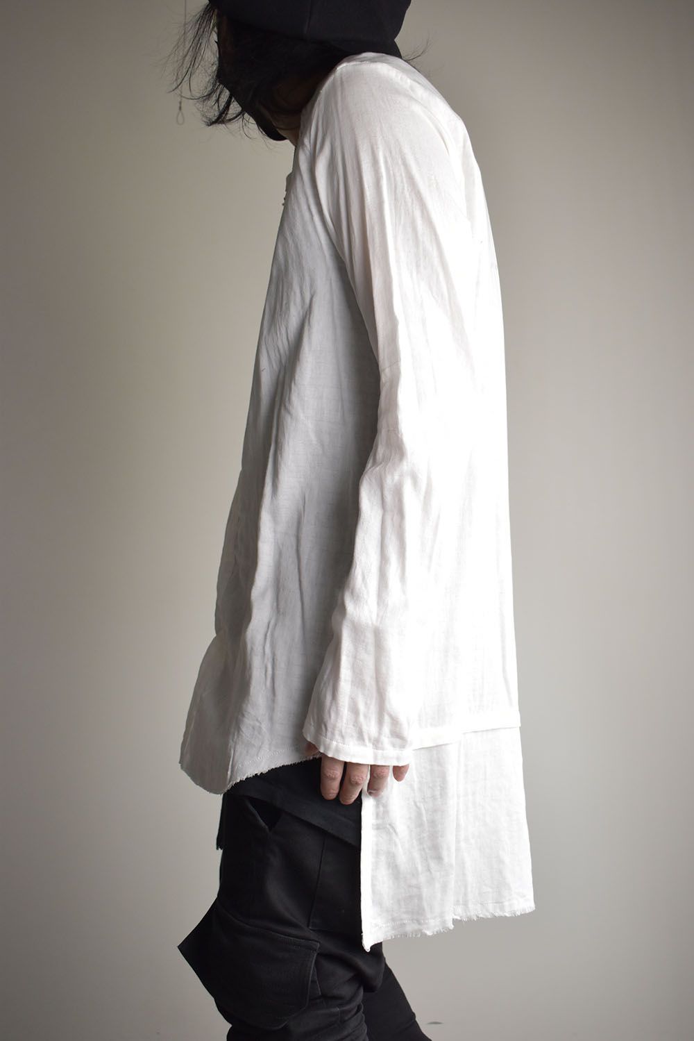 Round Neck Reversible Gauze Shirt"Off White" / ラウンドネックリバーシブルガーゼシャツ"オフホワイト"