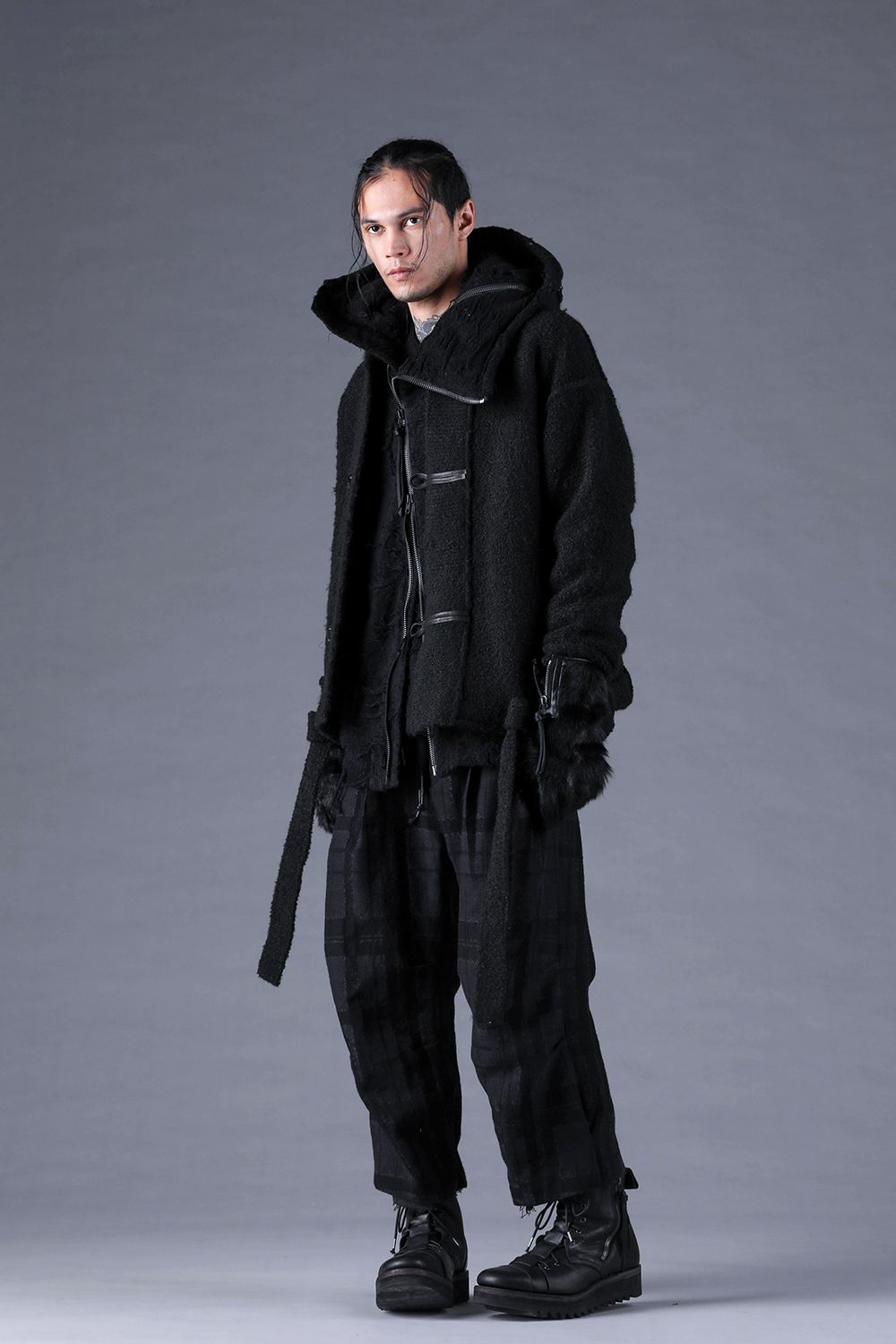 Damage Pile Zip-Up Hoodie"Black" / ダメージパイルジップアップフーディー"ブラック"