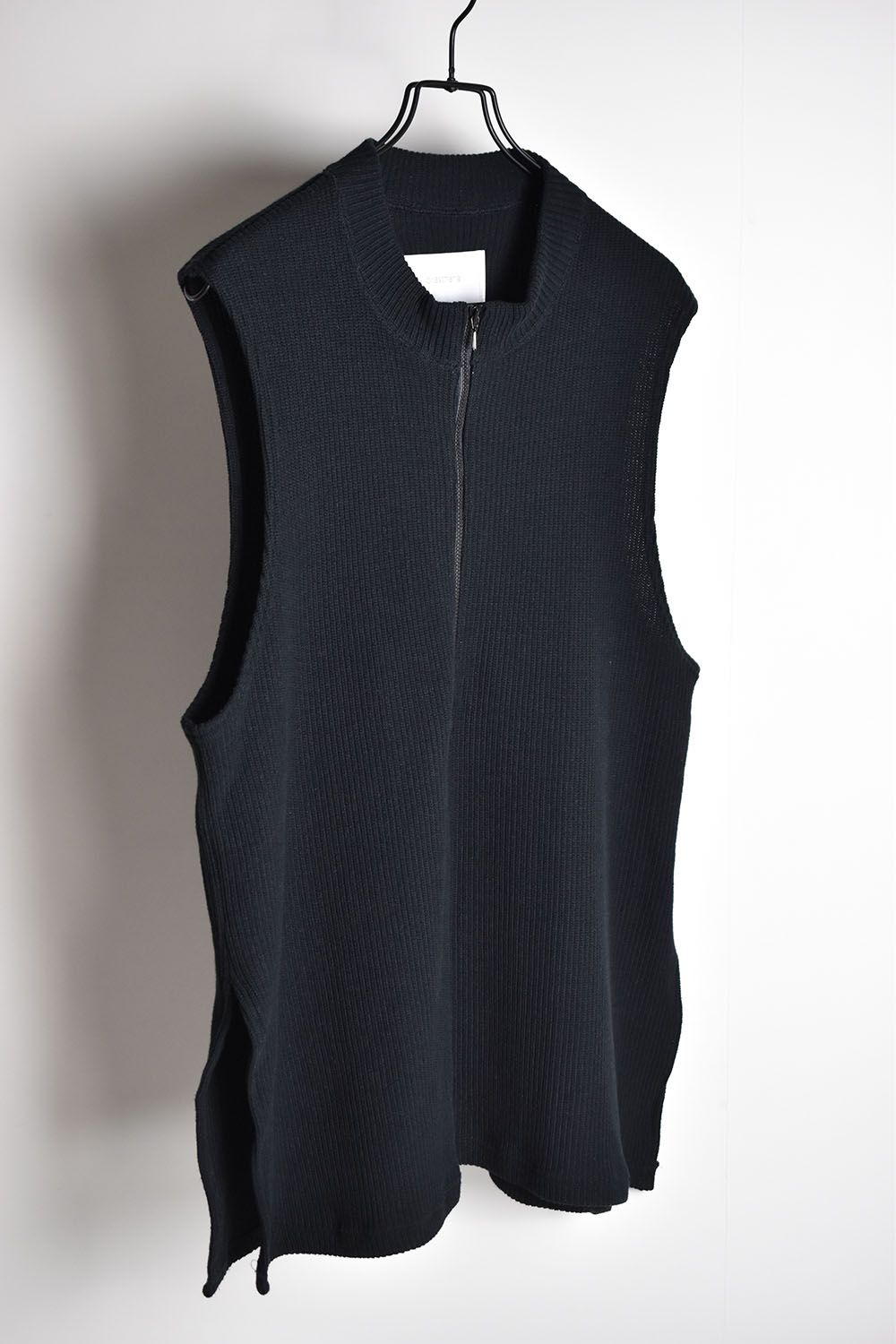 Rib Knit Slit Vest"Black"/リブニットスリットベスト"ブラック"