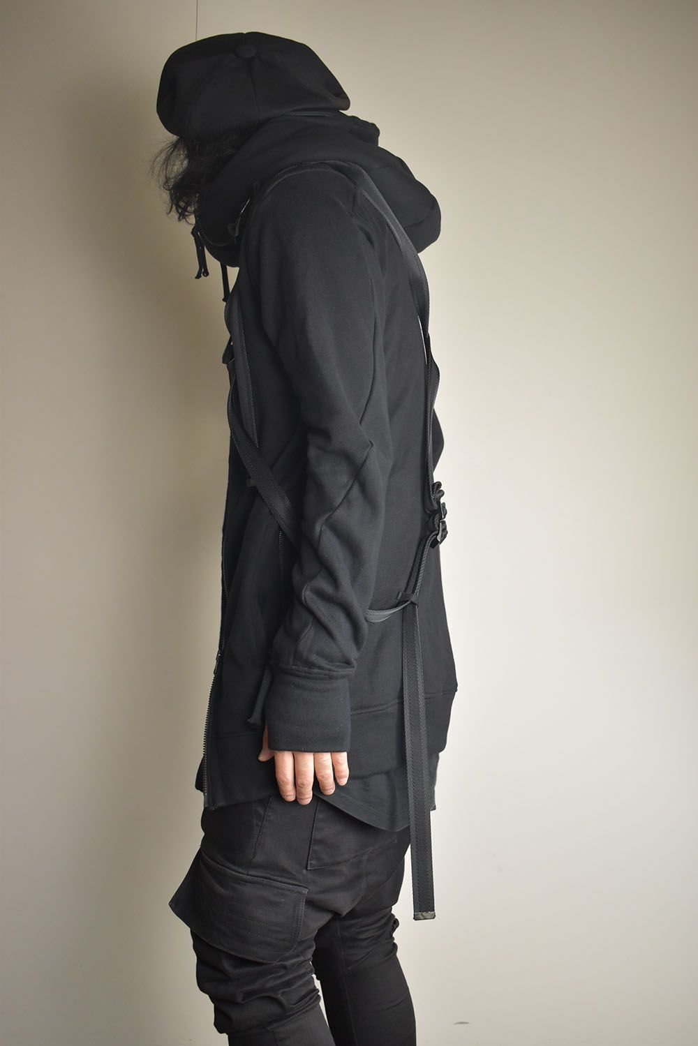 Non-Flammable Fleece Harness Belt W-Zip Hooded Jacket  "Black" / 無燃糸裏毛ハーネスベルトWジップフーデッドジャケット"ブラック"