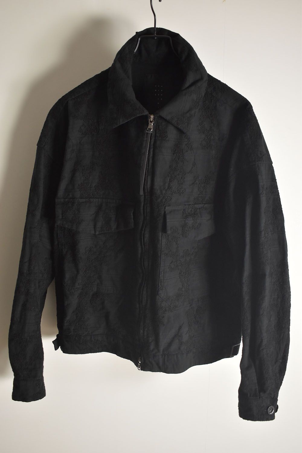 Embroidered Striped Blouson"Black" / 刺繍ストライプブルゾン"ブラック"