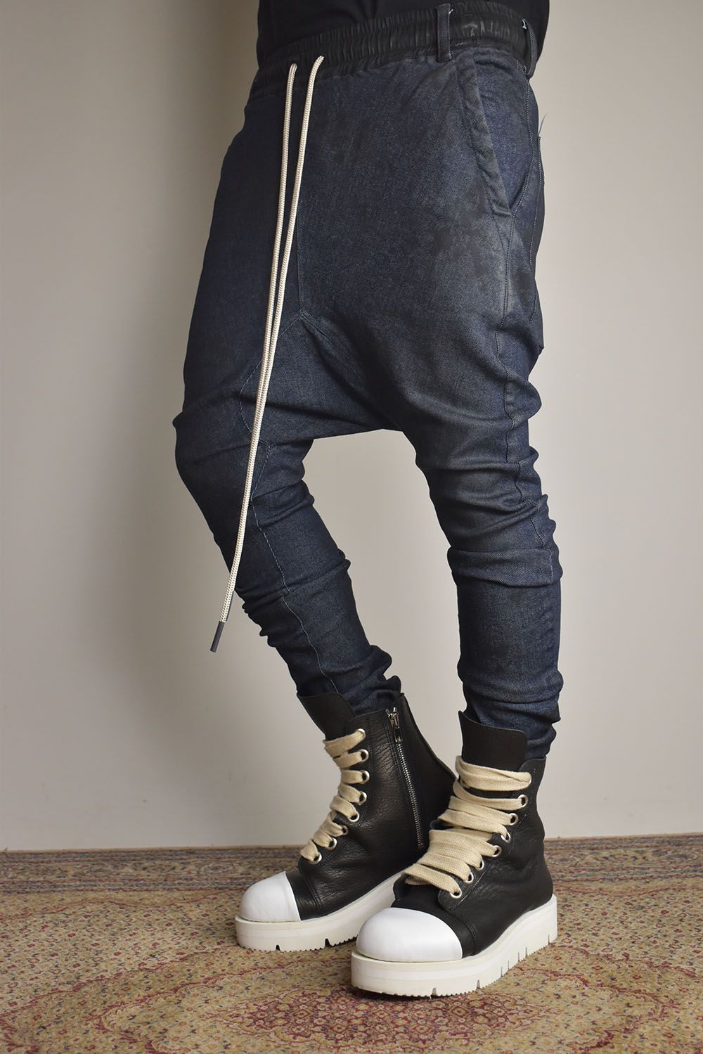 Coated Stretch denim Sarouel skinny"Blue" / コーティングストレッチデニムサルエルスキニー"ブルー"