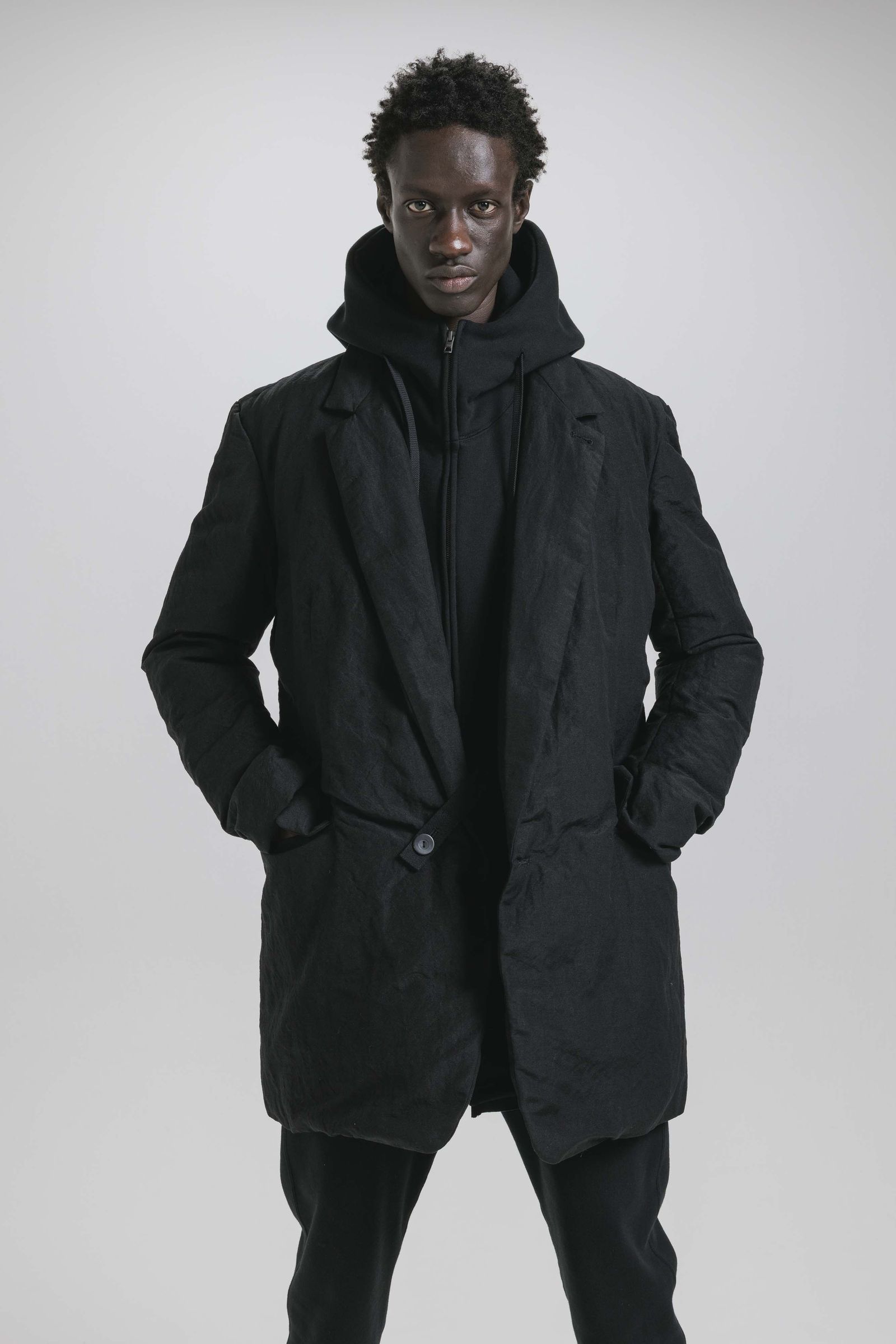 Over Size Sleeve Less Zip Up Parker"Black" / オーバーサイズスリーブレスジップアップパーカー"ブラック"