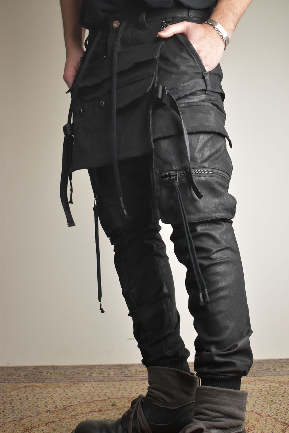 Product Coating Bag Attached Cargo Jogging Pants"Black" / 製品コーティングバッグアタッチドカーゴジョグパンツ"ブラック"
