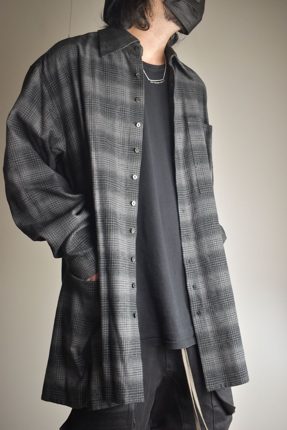 Over Sized Check Shirts"Grey" / オーバーサイズドチェックシャツ"グレー"