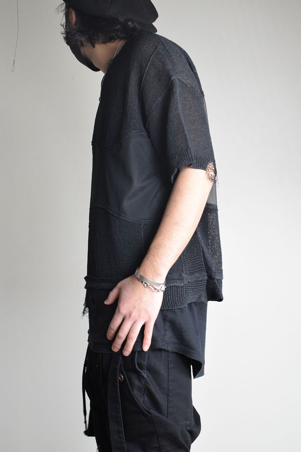Dock Reverse Knit Tee"Black" / ドッキングリバースニットTee"Black"