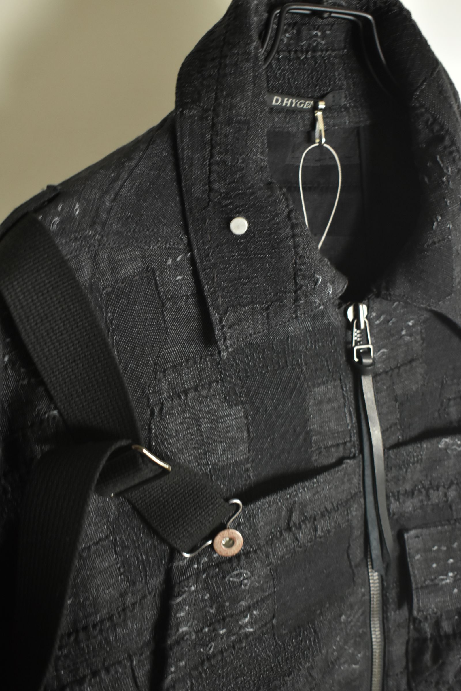 Crust Jacquard Salopette Layered Jacket"Black" / クラストジャガードサロペットレイヤードジャケット"ブラック"