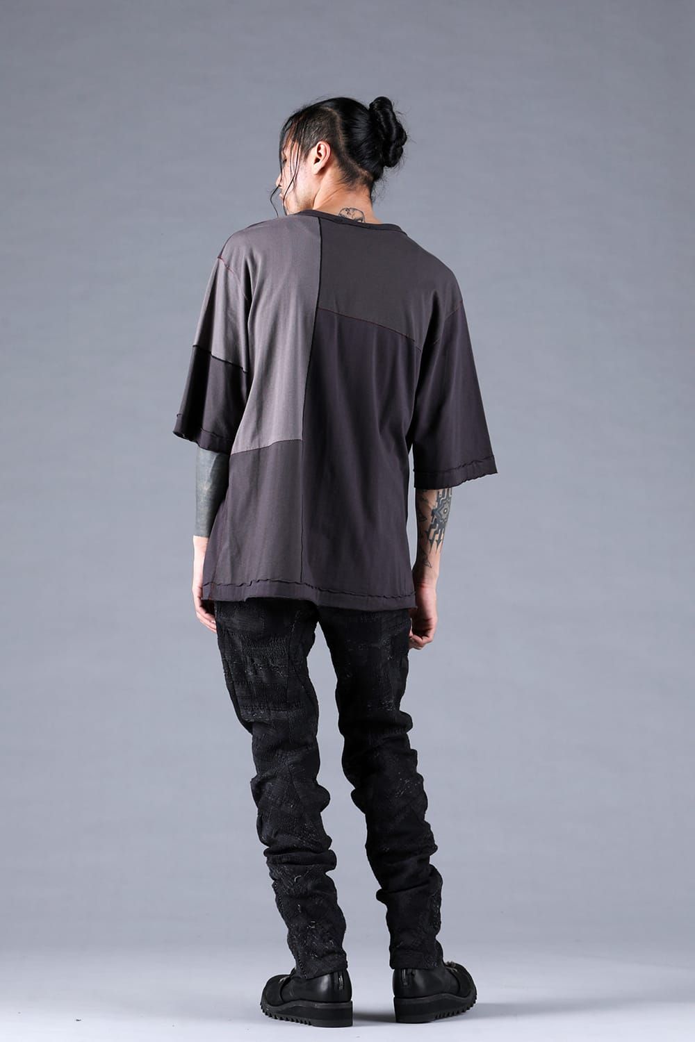 Multi Color Patchwork T-shirt"Charcoal" / マルチカラーパッチワークTシャツ"チャコール"