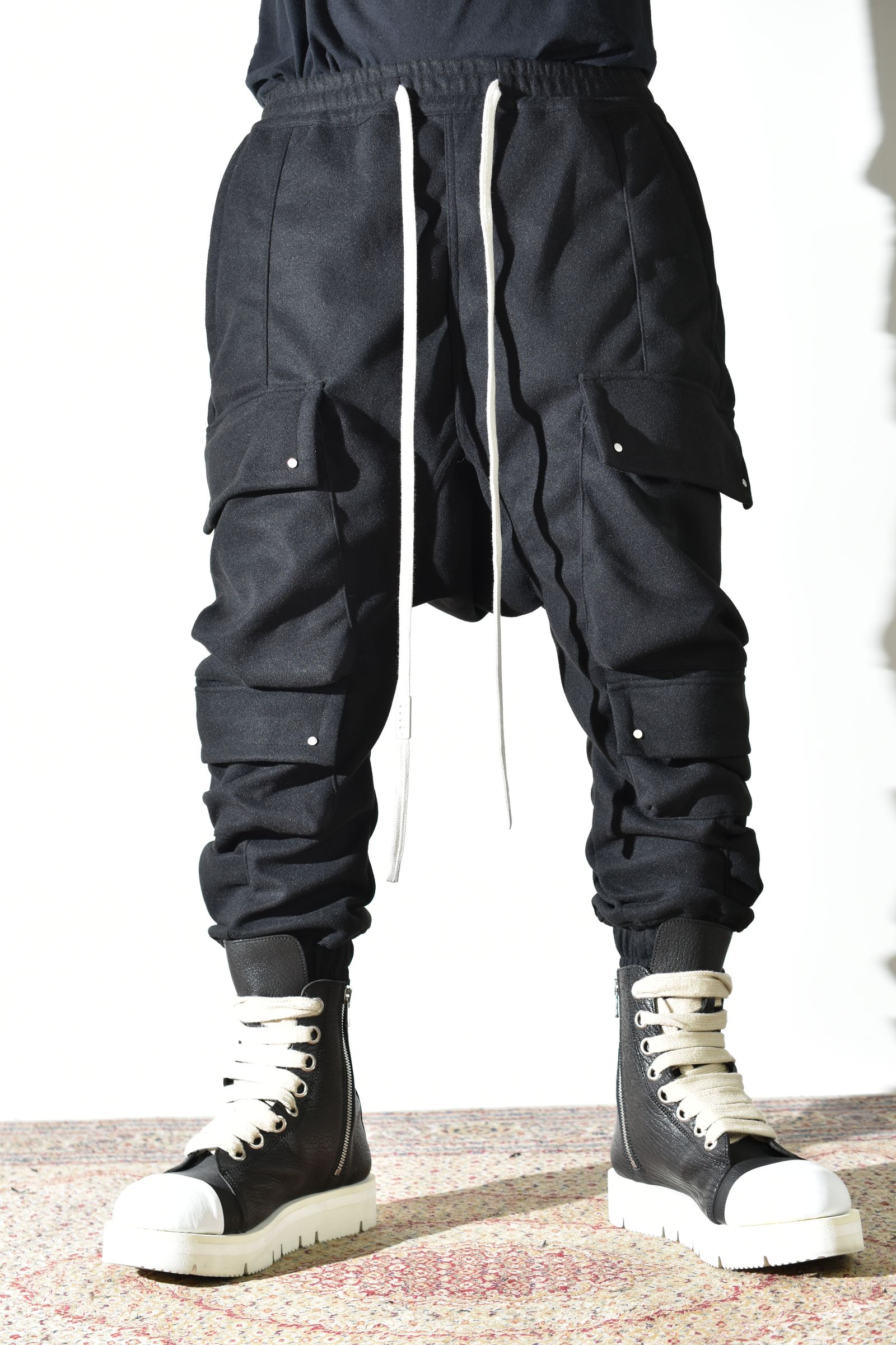Knit Jersey Military Sarrouel Easy Pants"Black" / ニットジャージーミリタリーサルエルイージーパンツ"ブラック"