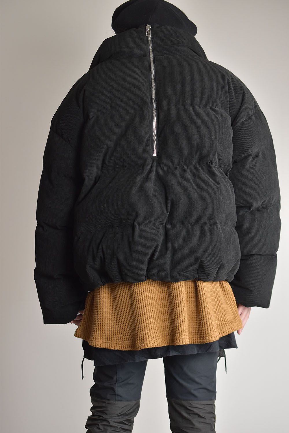 Corduroy High Neck Down jacket"Black/Brown"/コーデュロイハイネックダウンジャケット"ブラック/ブラウン"