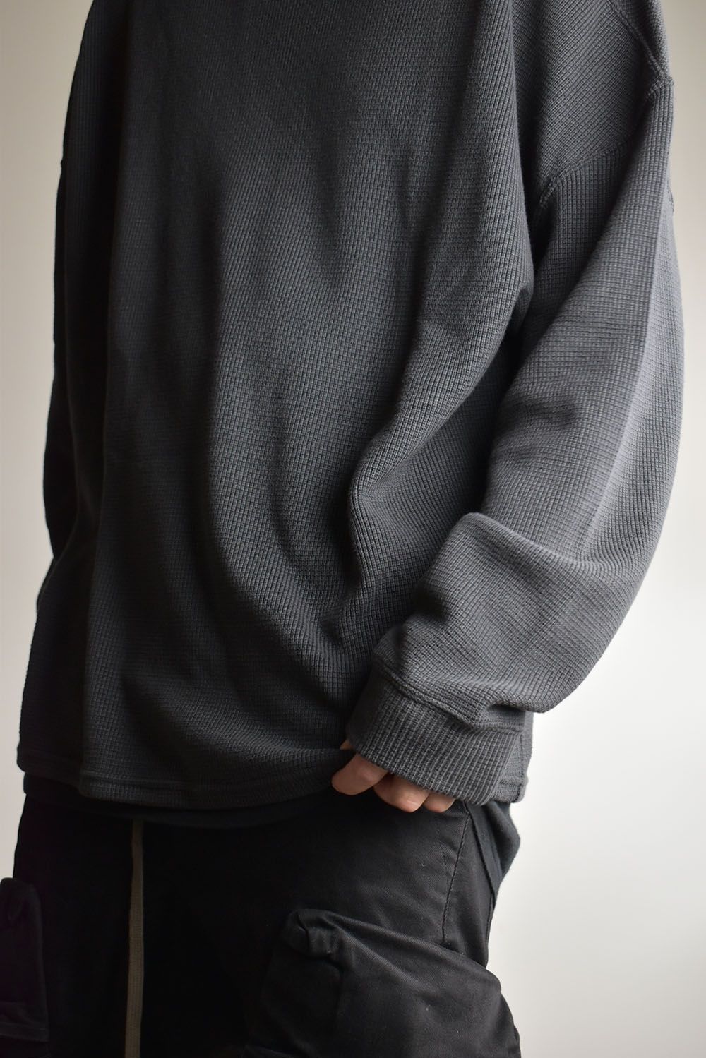 Rib Knit Over Size Top"D.Grey"/リブニットオーバーサイズトップ"ダークグレー"