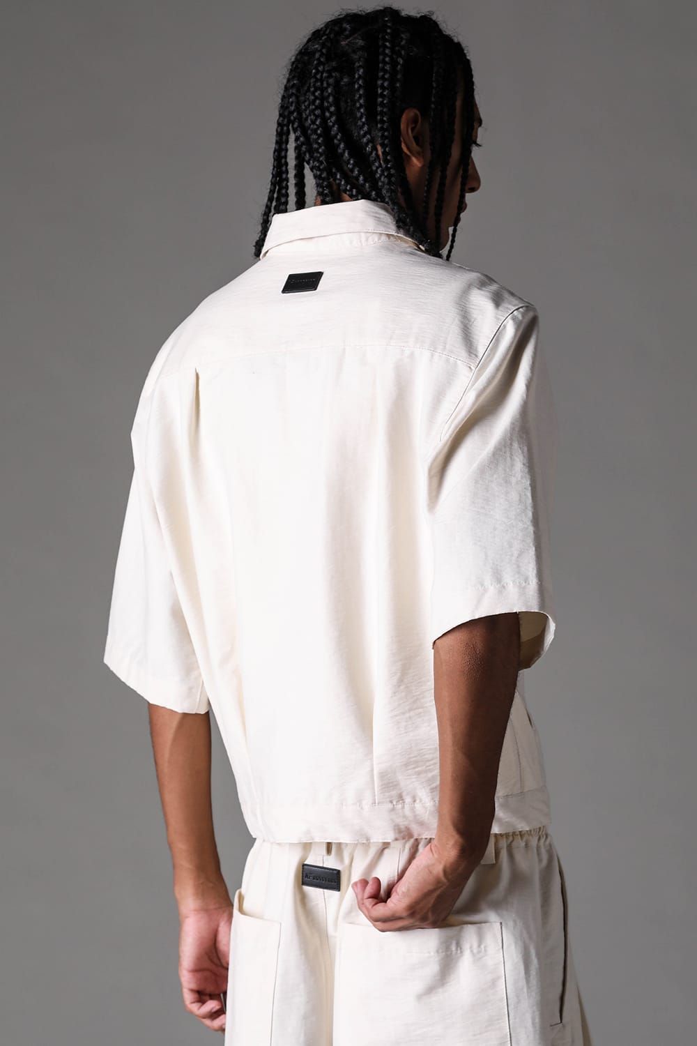 《2027SS先行予約》Cotton Nylon Zip Half Sleeve Shirts"Black / Ivory / D.khaki" / コットンナイロンジップハーフスリーブシャツブラック / アイボリー /ダークカーキ"