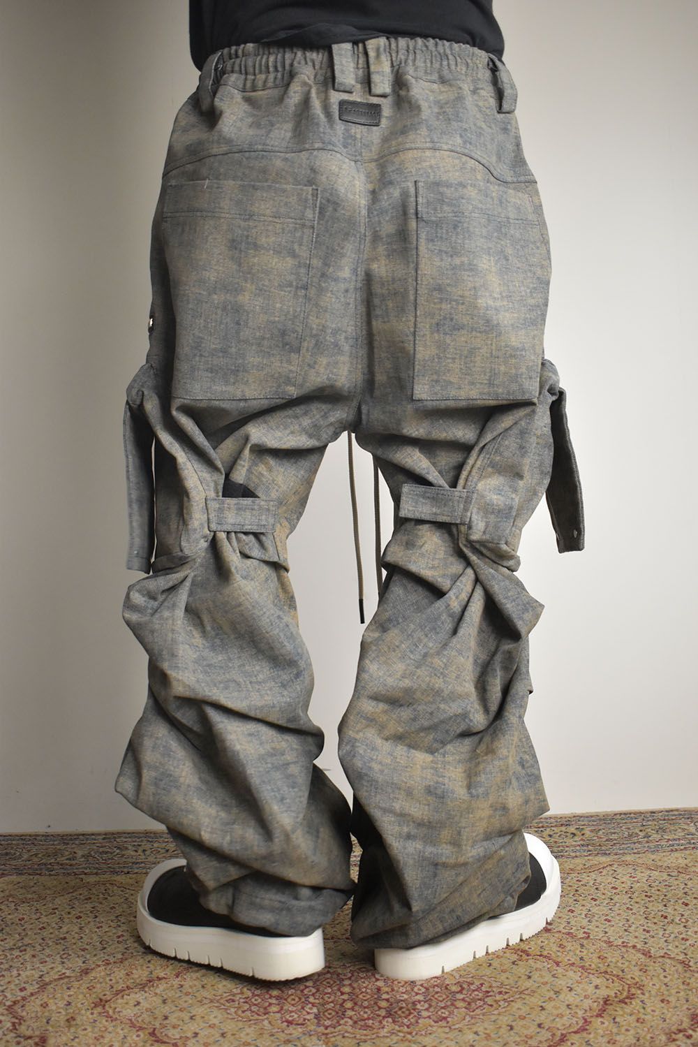 Blended Shades Denim Cargo Tuck Wide Pants"Steel Blue"/ ブレンデッドシェイドデニムカーゴタックワイドパンツ"スティールブルー"