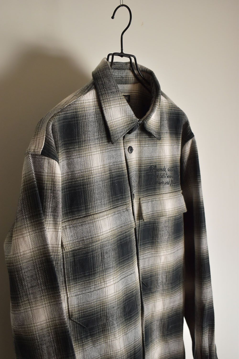 Ombre Check Long Shirts Jacket"White Check" / オンブレチェックロングシャツジャケット"ホワイトチェック"