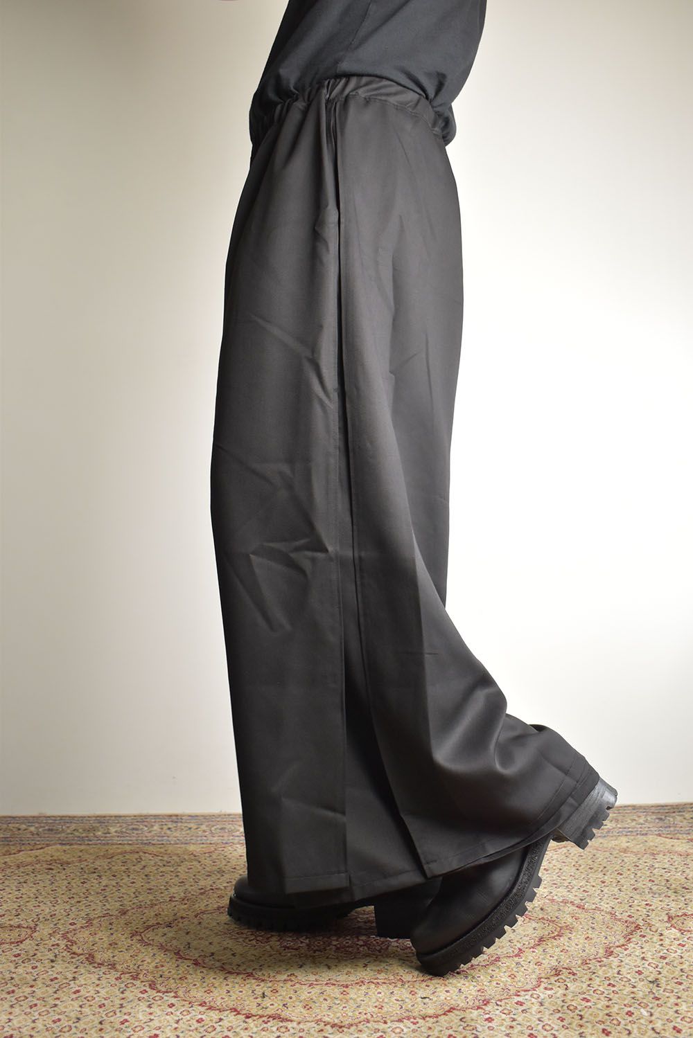 Layerd Slit Hakama Pants"Black" / レイヤードスリット袴パンツ"ブラック"