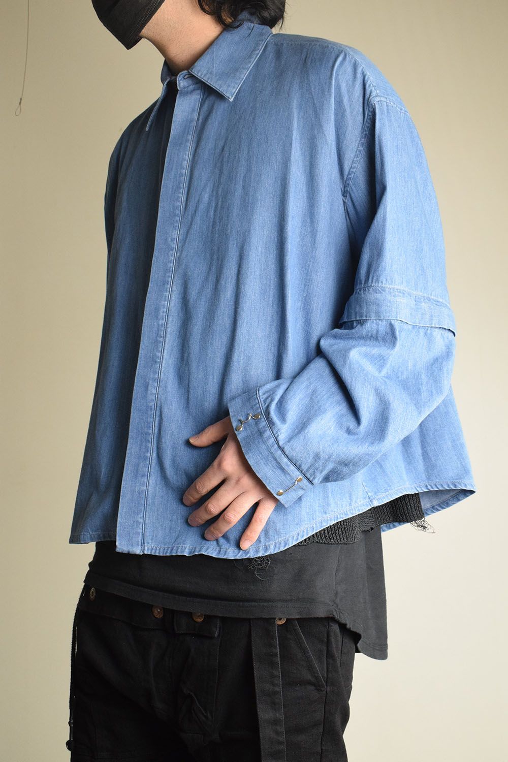 Detachable Sleeve Hook Cuff Shirt"Blue Washed" / デタッチャブルスリーブホックカフスシャツ"ブルーウォッシュド"