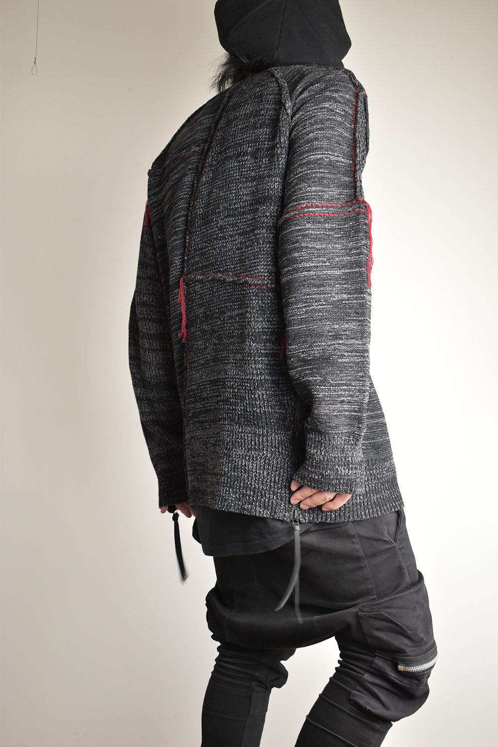 Wool Knit Zip Pullover "Charcoal" / ウールニットジッププルオーバー"チャコール"