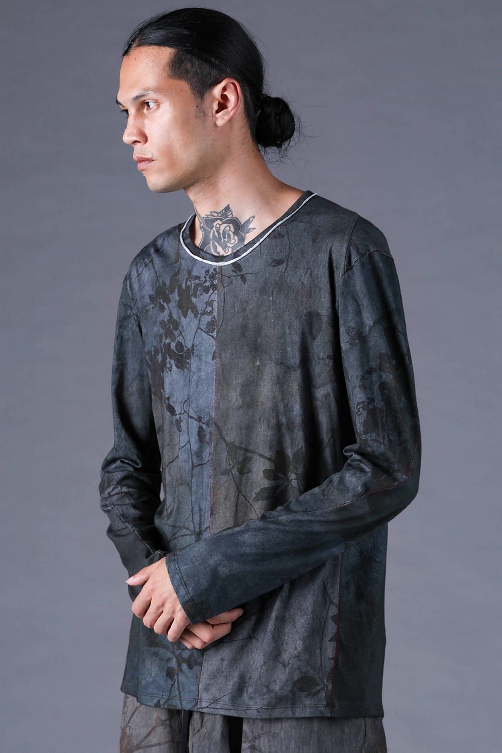 《2027SS先行予約分》Inkjet-Printed 30/- Cotton L/ST-Shirt"Charcoal" / インクジェットプリント30/-天竺ロングスリーブTee"チャコール"
