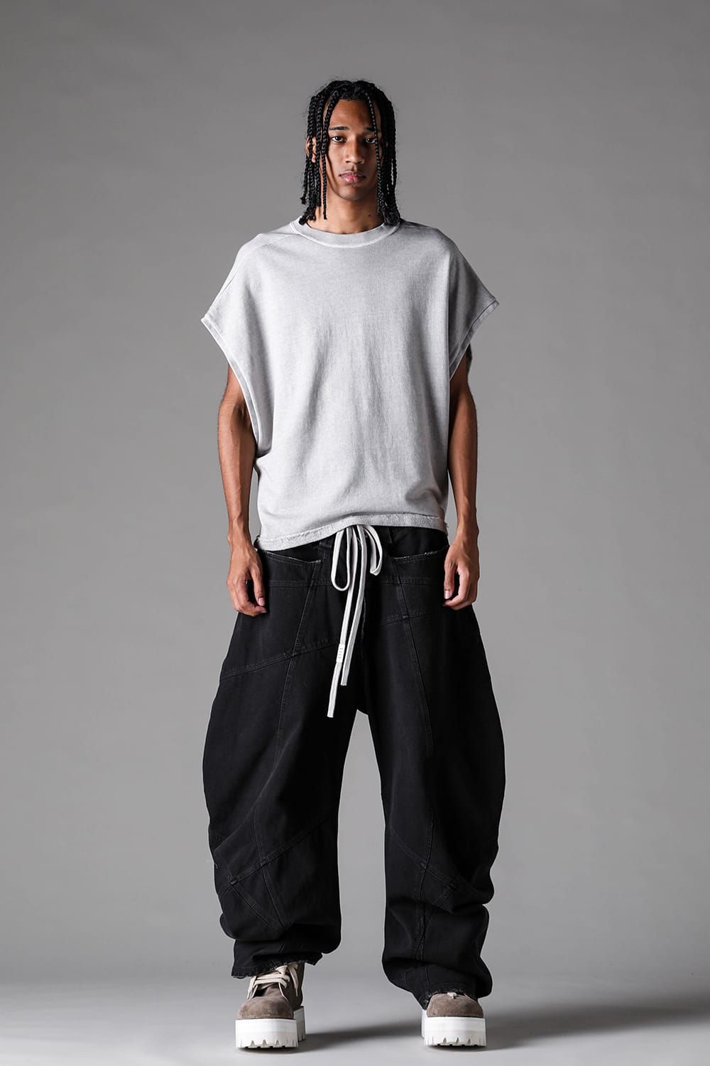 《2027SS先行予約》Sumi Dyed Lightweight French Terry Over Sized Tank"L.Grey  / D.Grey" / 墨染ミニ裏毛オーバーサイズタンク"ライトグレー / ダークグレー"