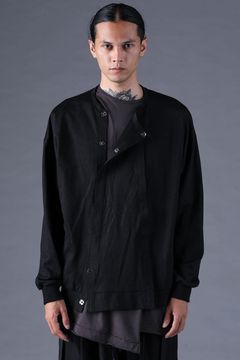 《2027SS先行予約分》Linen-Cotton Jersey Double-Open Cardigan "Black" / リネンコットンジャージーダブルオープンカーディガン"ブラック"
