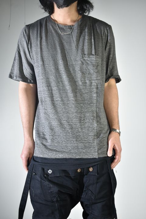 Side Panel Large Tee Shirts W/Pocket"Dark Grey" / サイドパネルラージTee"ダークグレー"