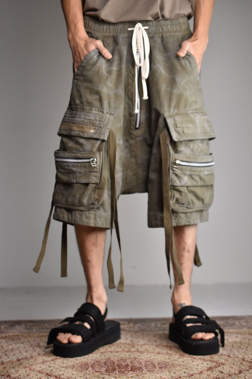 Vintage Dyed Zip Shorts"Khaki"/ ヴィンテージダイジップショーツ"カーキ"