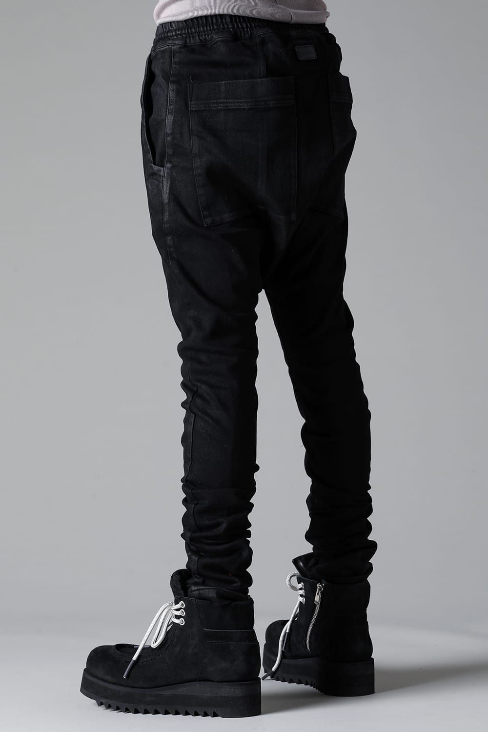 《2025AW先行予約》Coated  Bonding Sarouel Skinny Denim"Black" / コーティングボンディングサルエルスキニーデニム"ブラック"