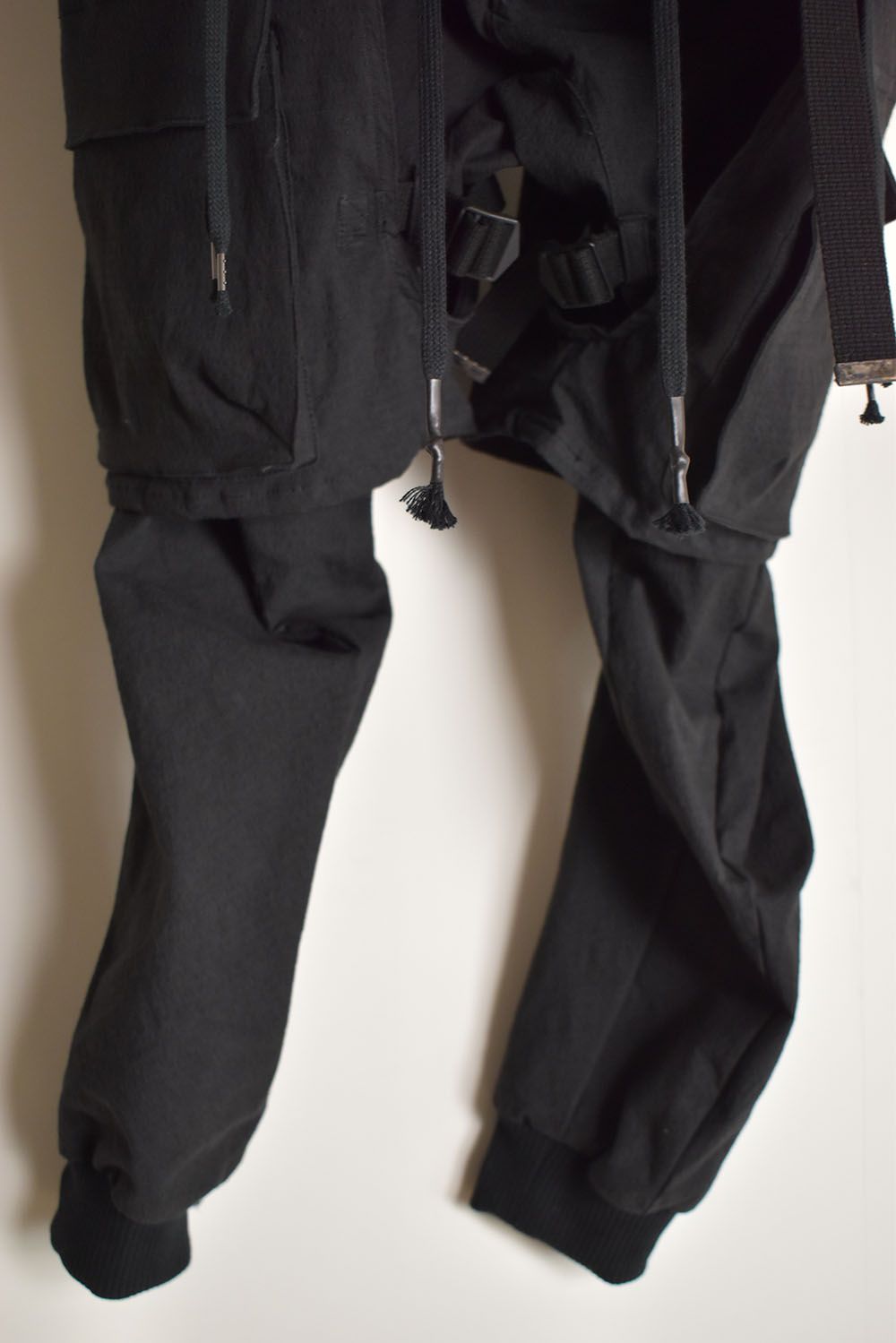 Ripstop Detachable Shorts Layered Cargo Jog Pants"Black" / リップストップデタッチャブルショーツレイヤードカーゴジョグパンツ"ブラック"