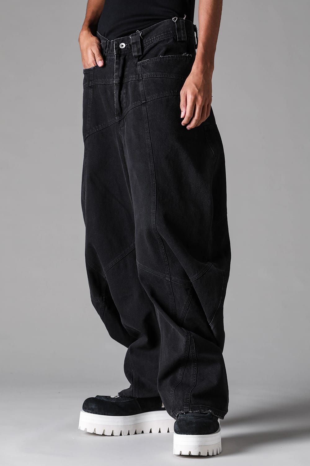 《2027SS先行予約》Curved Wide Pants"Black" / カーブドワイドパンツ "ブラック"