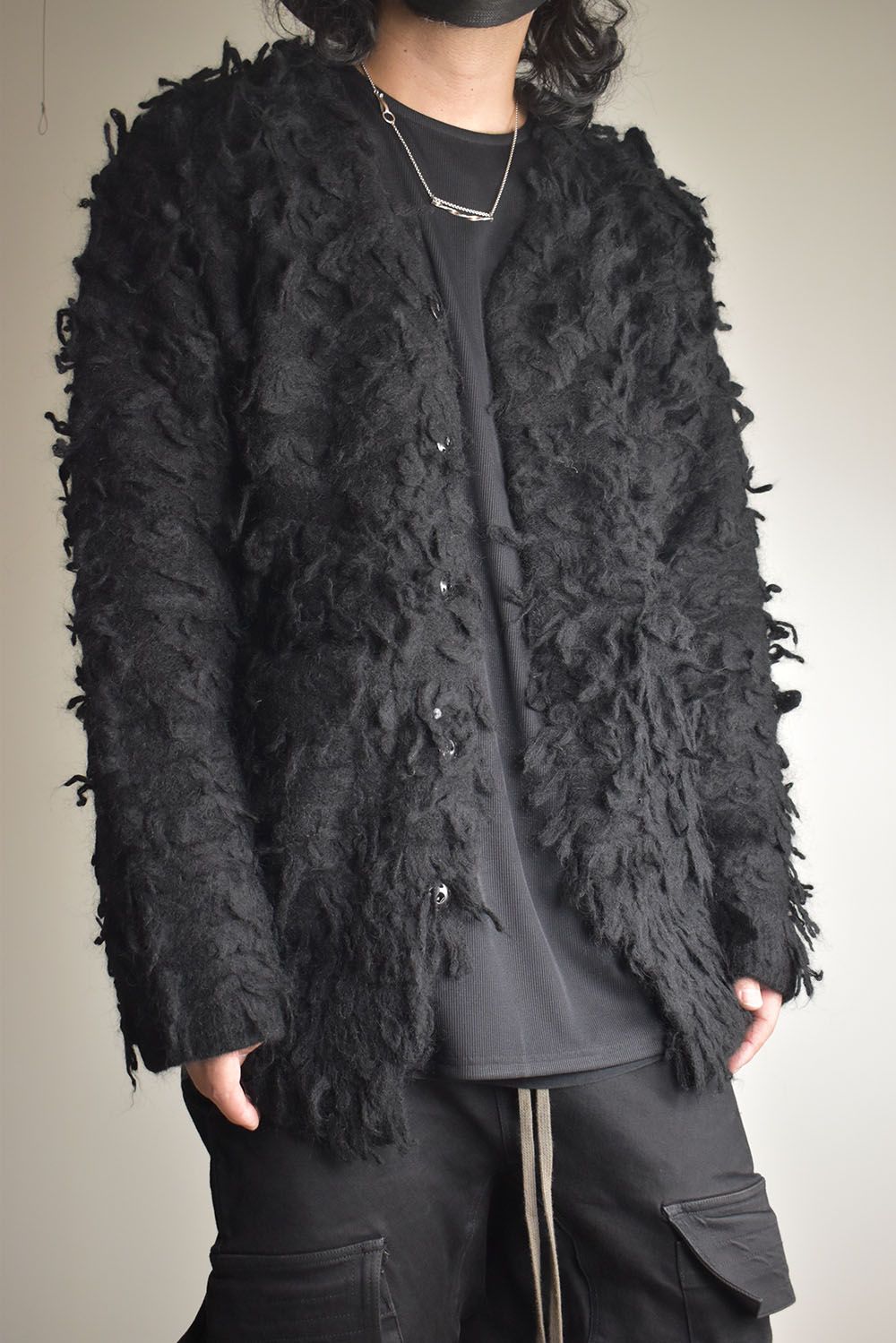 5GG Long Pile Knit Cardigan"Black" / ロングパイルニットカーディガン"ブラック"