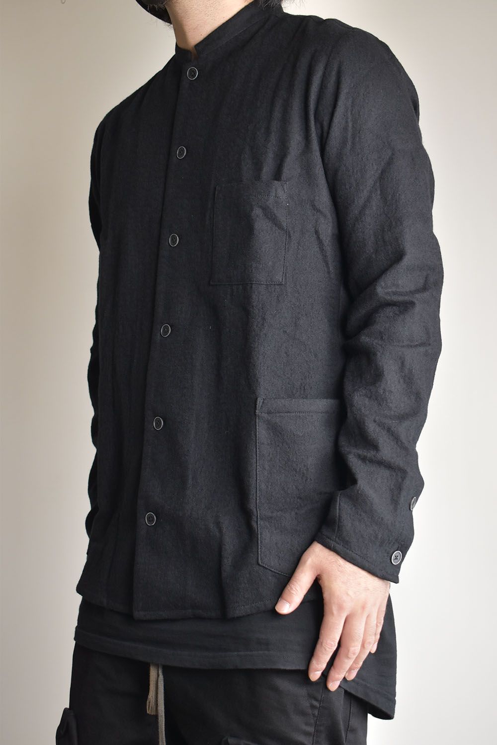 Stand Collar Shirts"Lamp Black"/スタンドカラーシャツ"ランプブラック"