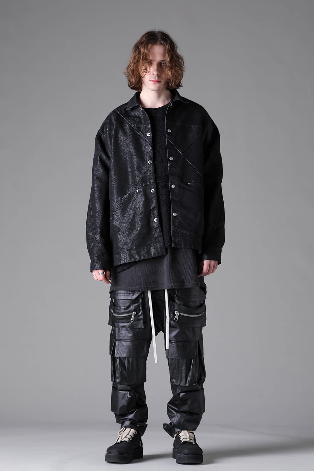 《2026AW先行予約》Random Panelled Denim Shirts "Balck × Silver" /  ランダムパネルデニムシャツ"ブラック×シルバー"