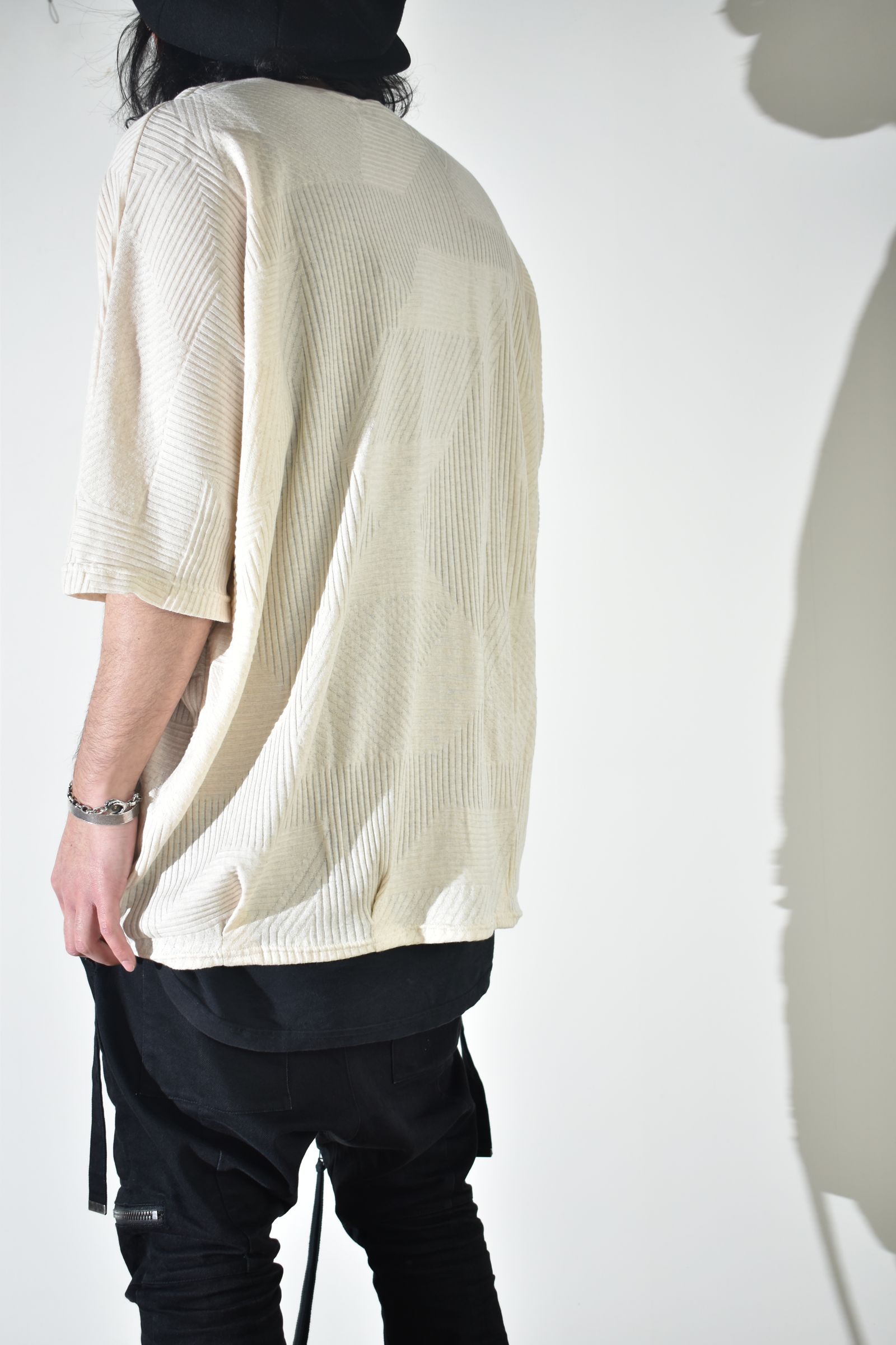 Deformed Stripe Pattern Dolman Tee "Cream" /ディフォルメドストライプパターンドルマンTee"クリーム"