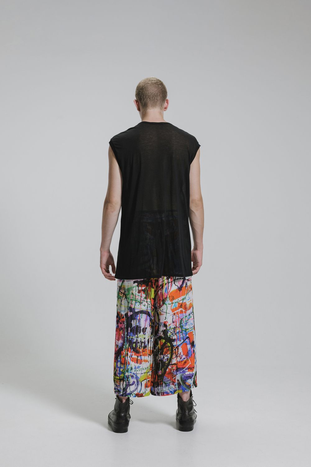 Rayon Chiffon Inkjet Print Wide Cropped Easy Pants"Color Print" / レーヨンシフォンインクジェットプリントワイドクロップドイージーパンツ"カラープリント"