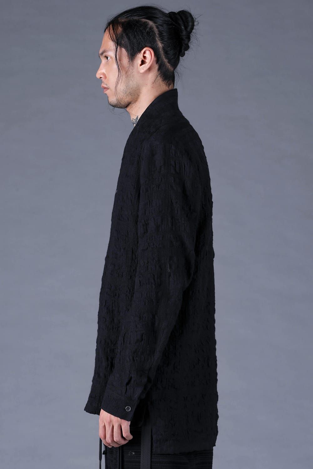 Shadow Check Shawl Collar Shirt"Black" / シャドウチェックショールカラーシャツ"ブラック"
