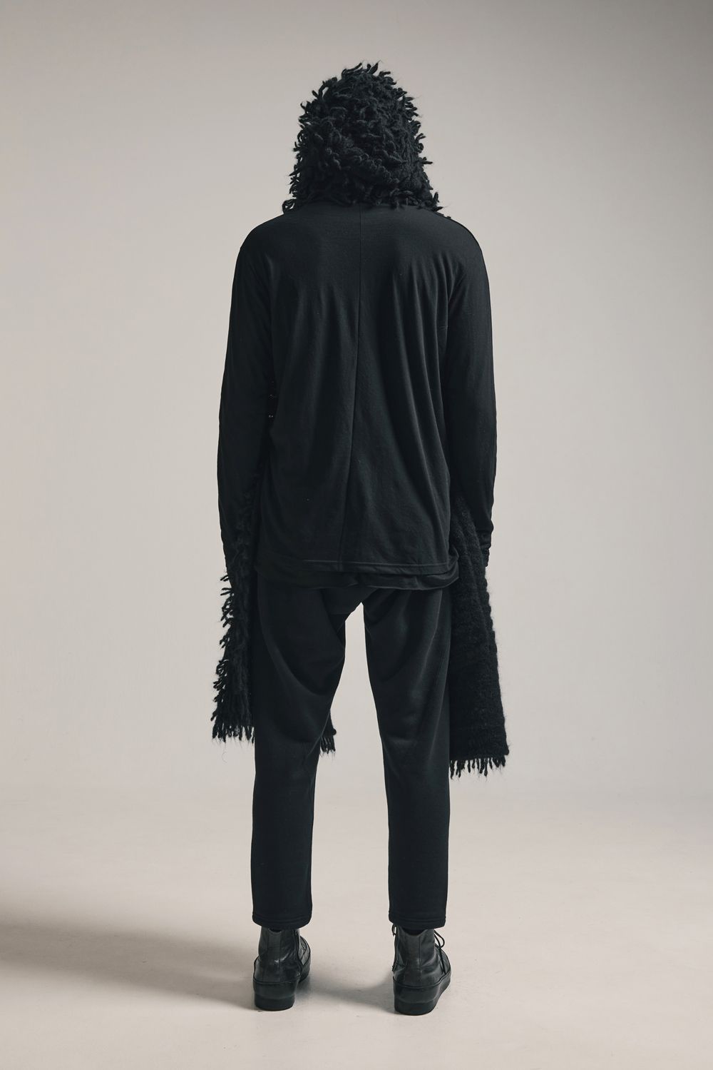 5GG Long Pile Knit Hoodie Stole"Black" / ロングパイルニットフーディストール"ブラック"