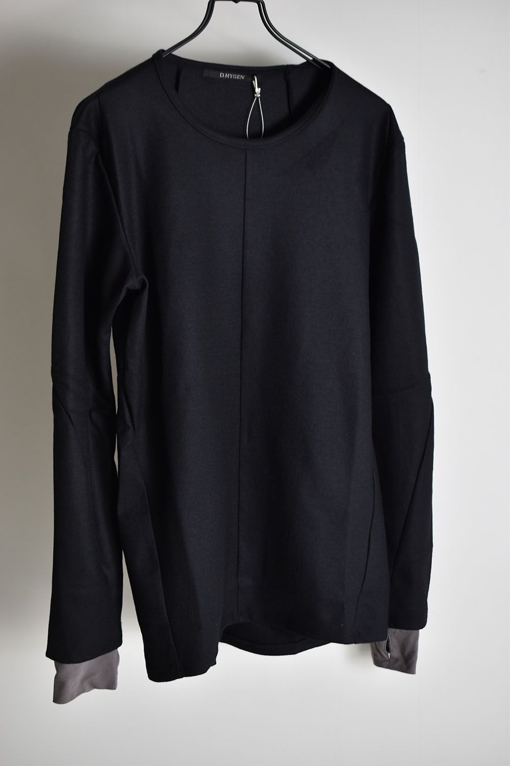 Wool super100s Smooth layered Long sleeve T-shirt"Black"/ウールスムースレイヤードロングスリーブTee"ブラック"