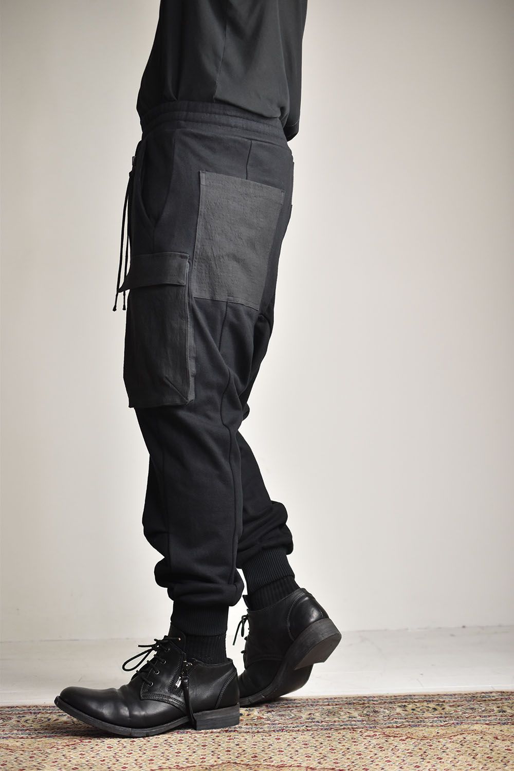 Non-ply Yarn Lined Drop Crotch Cargo Wide Jogger  Pants