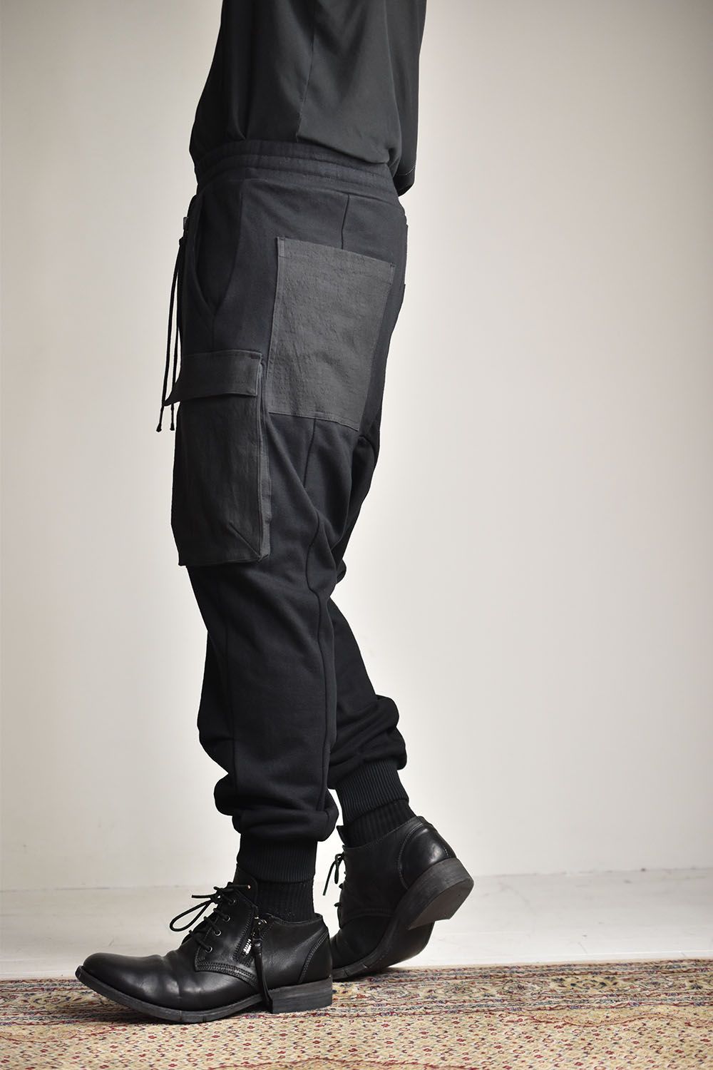 D.HYGEN - Non-ply Yarn Lined Drop Crotch Cargo Wide Jogger Pants 