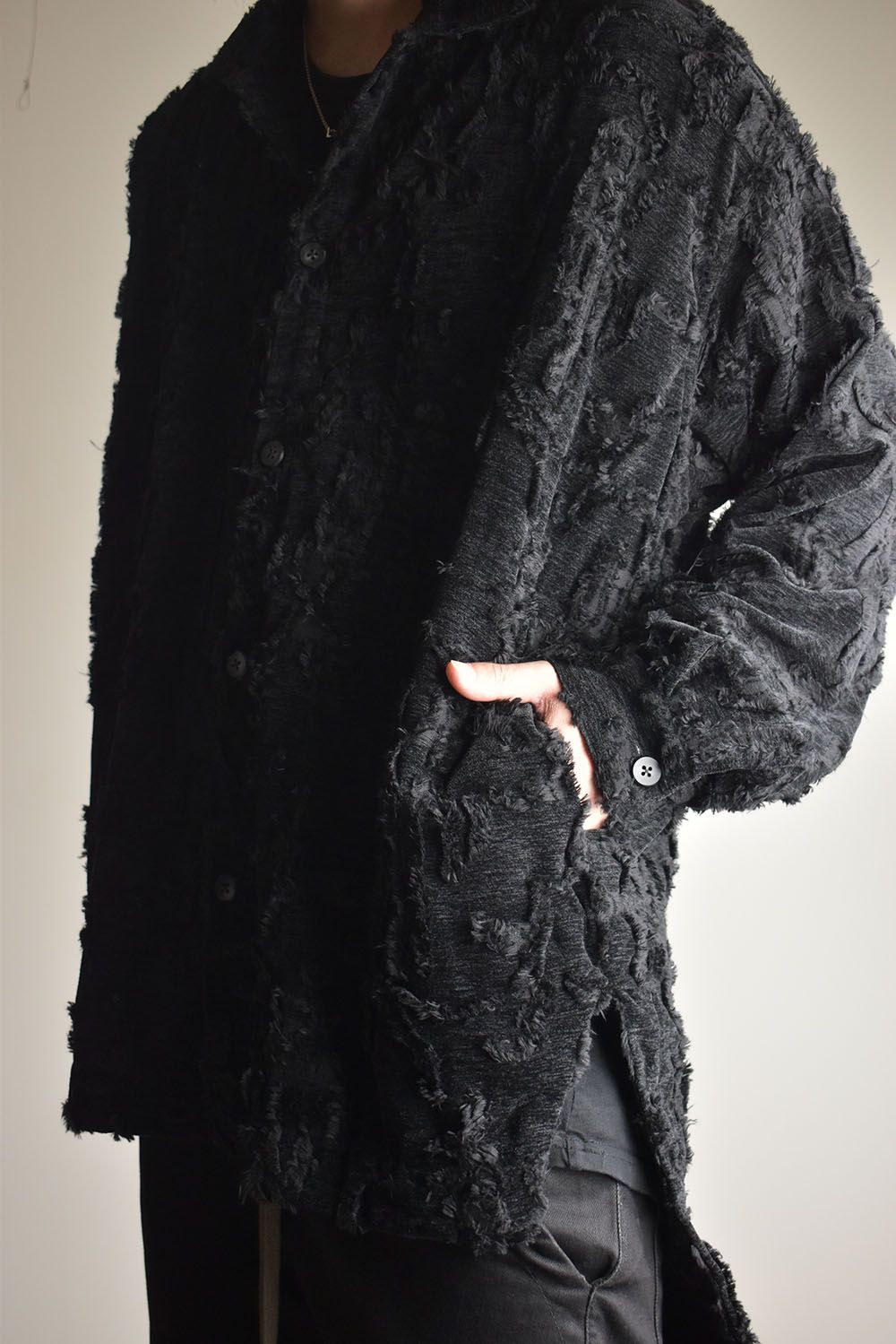 Jacguard Long Shirts"Black"/ジャガードロングシャツ"ブラック"
