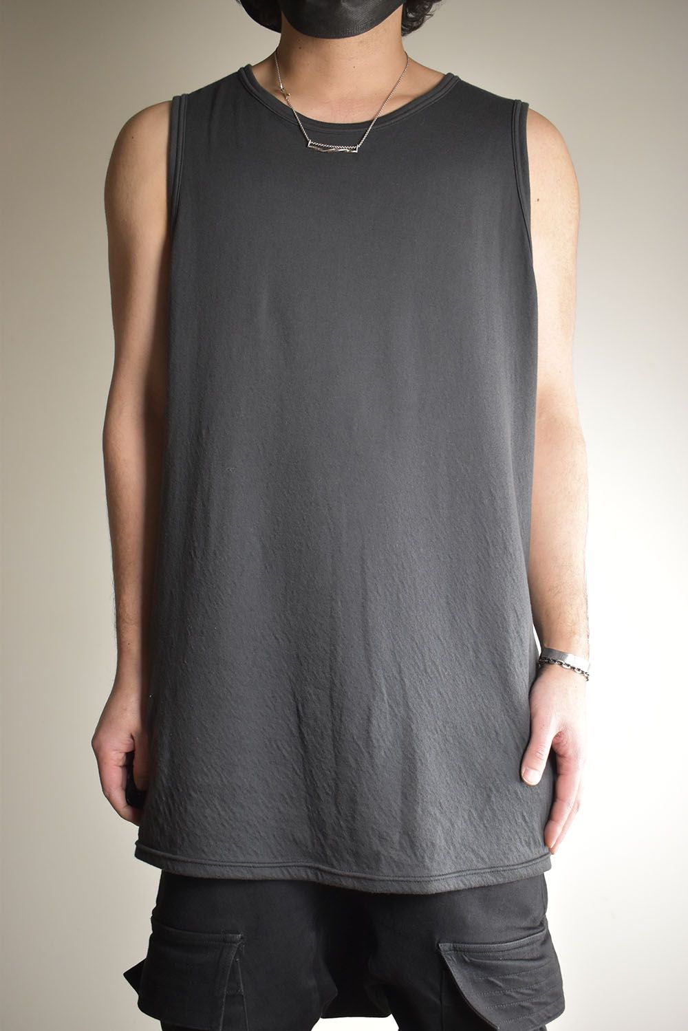 《2025AW先行予約》Double Gauze Long Tank Top"Black / Ivory /Khaki /Grey /D.Grey" /ダブルガーゼロングタンクトップ"ブラック/アイボリー/カーキ/グレー/ダークグレー"